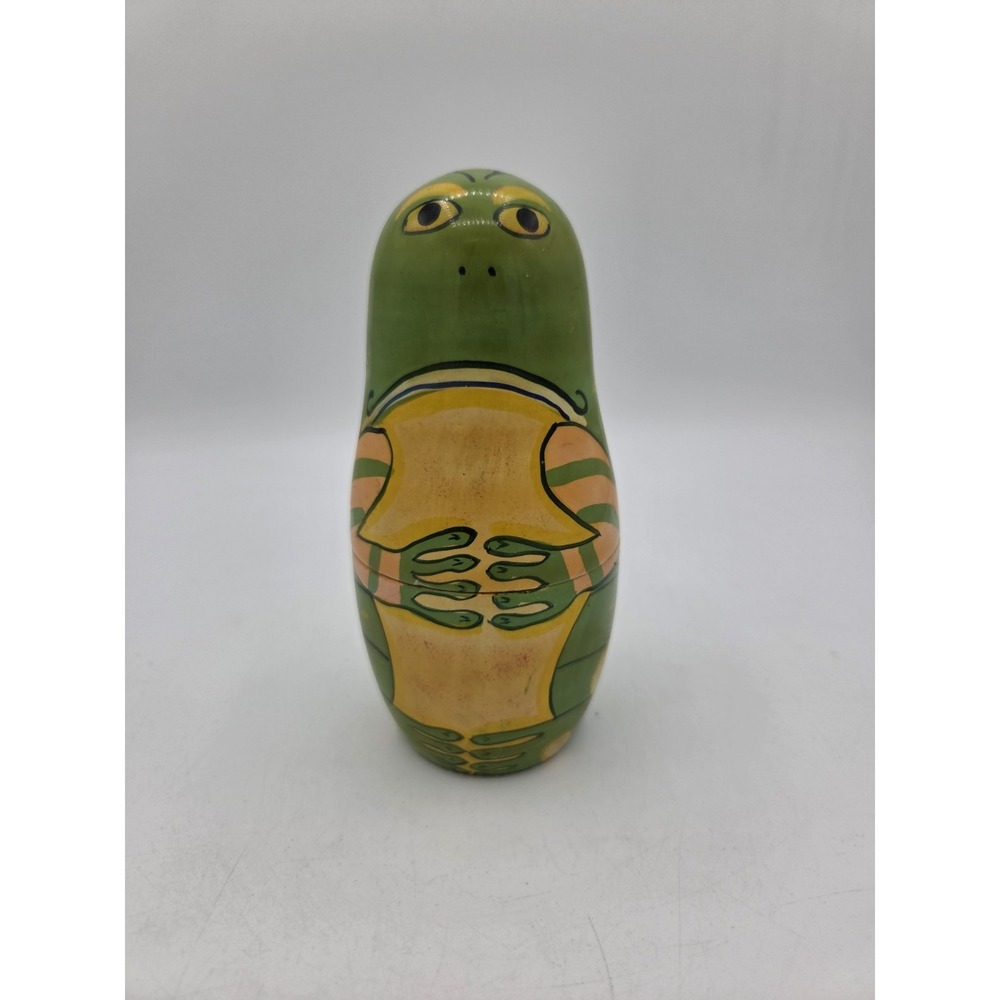 Made In India Frog Nesting Dolls 5 Piece Hand Painted Whimsical Russian - Picture 2 of 5
